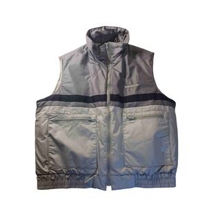 Swingster Puffer Ski‎ Mechanic Vest Michelin Sleeveless Zip XL Stripe Vtg 80s